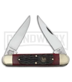 Hen & Rooster Muskrat Red Smooth Bone Pocket Knife