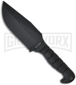 Ka-Bar Warthog Black Fixed Blade Knife - Black Plain