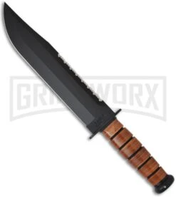 Ka-Bar Bowie Big Brother Fixed Blade Knife - Black Serrated Top