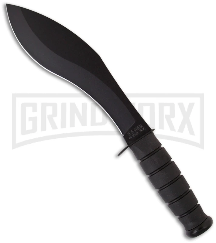 Ka-Bar Combat Black Kukri Knife Fixed Blade - Black Plain