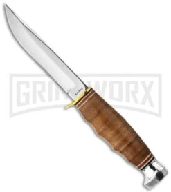 Ka-Bar Hunter Fixed Blade Knife Leather Handled 1232 (4" Polished)