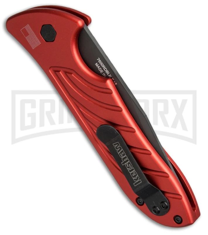 Kershaw Emerson Launch 5 Red Automatic Knife - Black Plain - Image 3