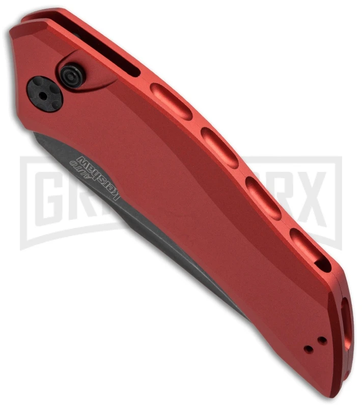 Kershaw Launch 1 Red Aluminum Automatic Knife - Blackwash Plain - Image 2