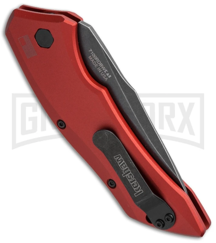 Kershaw Launch 1 Red Aluminum Automatic Knife - Blackwash Plain - Image 3