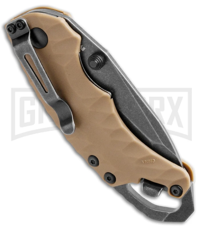 Kershaw Shuffle II Tanto Liner Lock Knife Tan - BlackWash - Image 2