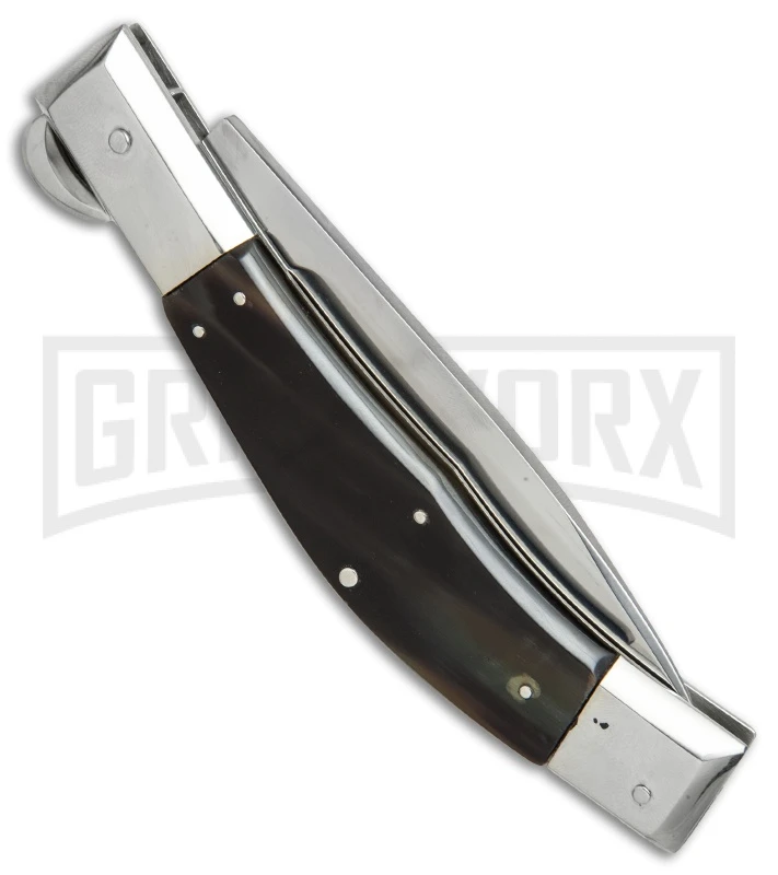 Lepre 10' Brazilian Horn Picklock Automatic Knife - Satin Plain - Image 3