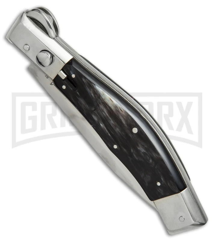 Lepre 10' Brazilian Horn Picklock Automatic Knife - Satin Plain - Image 2