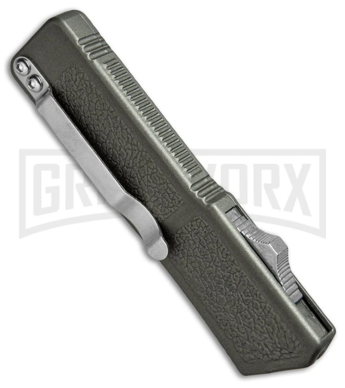 Lightning Gray D/A OTF Automatic Knife - Black Dagger Serr - Image 2