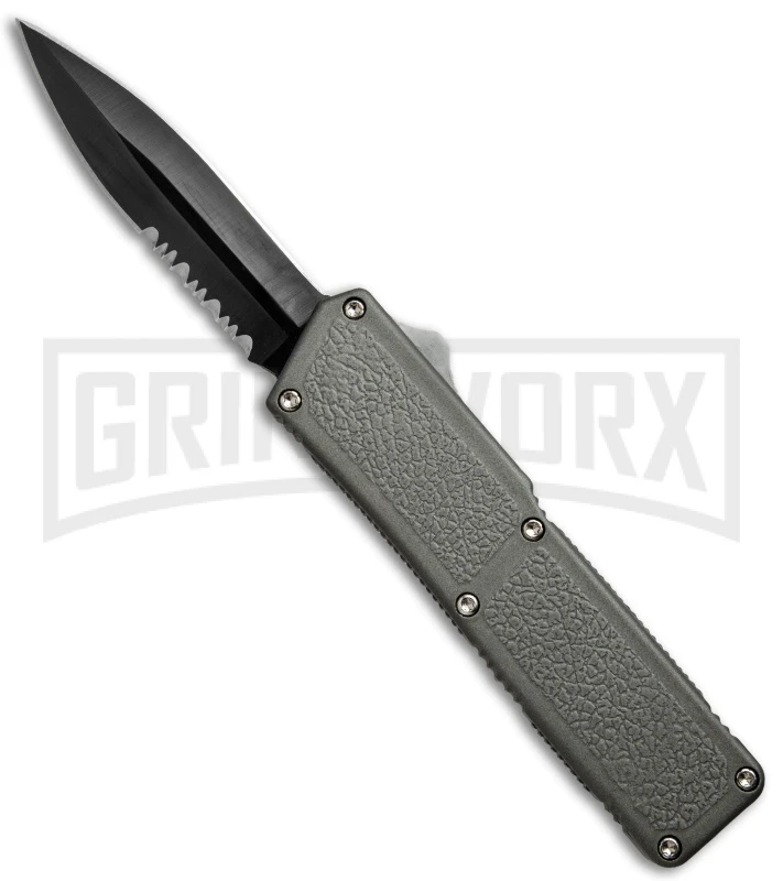 Lightning Gray D/A OTF Automatic Knife - Black Dagger Serr