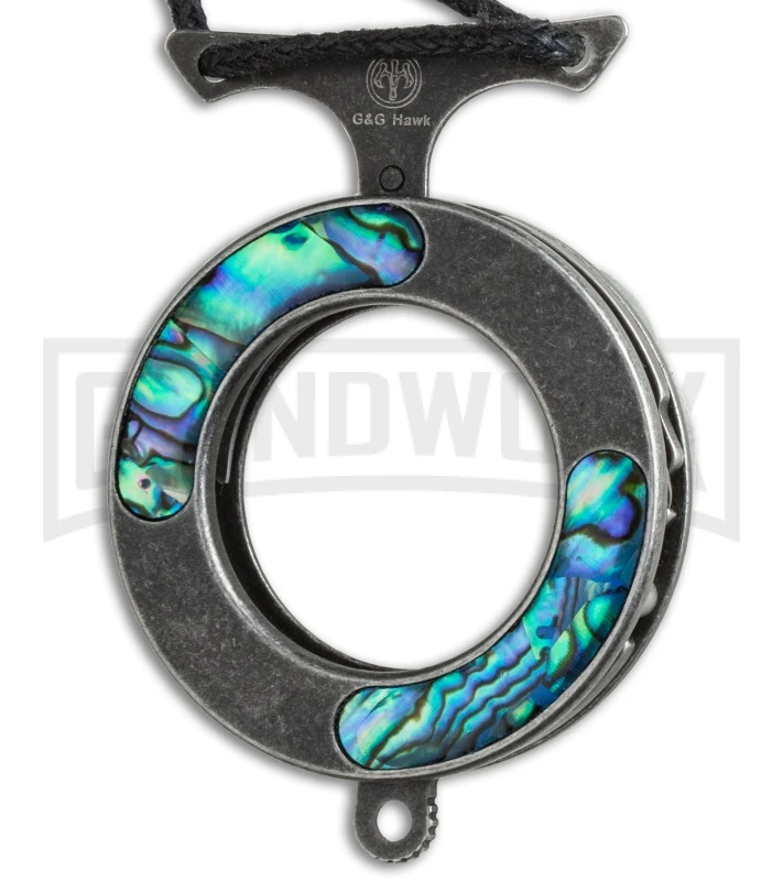 Mantis MK14swa Vicious Circle Abalone Folding Neck Knife - Stonewash Plain - Image 2