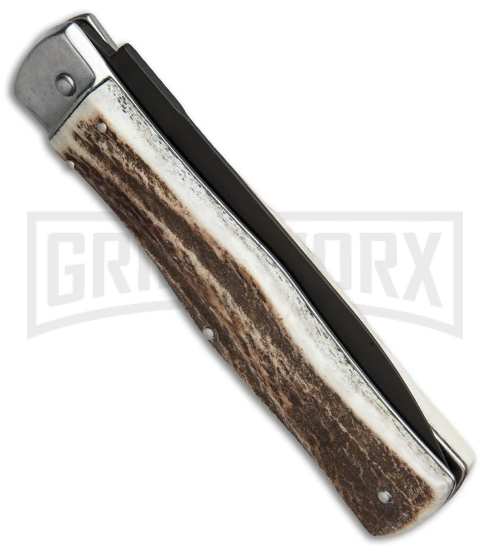 Mikov 241 Predator Stag Automatic Leverlock Knife - Black Dagger - Image 3