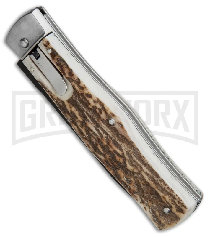 Mikov 241 Predator Stag Automatic Leverlock Knife - Black Dagger - Image 2