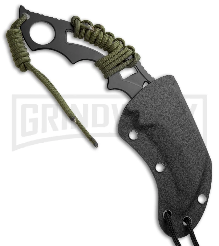 M-Tech Modified Karambit Fixed Blade Neck Knife - Black Plain - Image 2