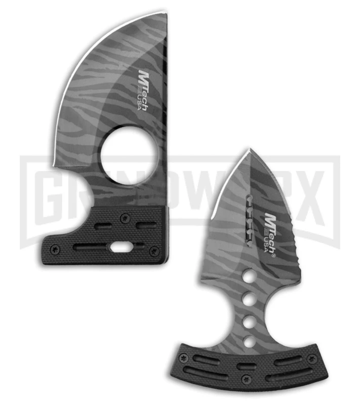 M-Tech Push Combo Knife Set Tiger Stripe G-10 - Set Of 2