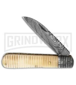 Old Forge Wharncliffe Damascus Barlow White Bone Pocket Knife