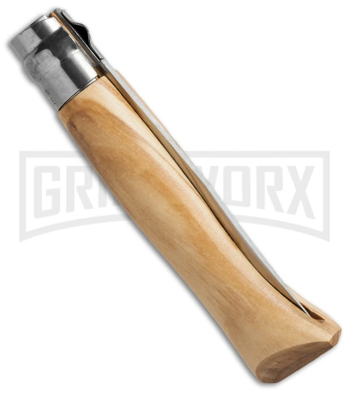 Opinel Knives No. 8 Olive Wood Folding Knife W/Sheath - Stainless Steel - Image 2