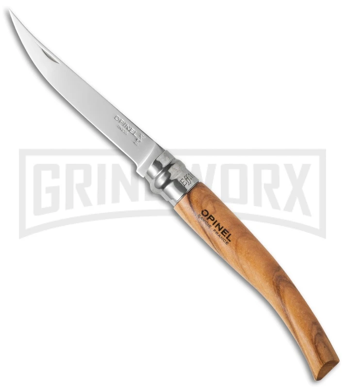 Opinel Knives Slim No. 10 Olive Wood Folding Knife W/Sheath - Stainless Steel