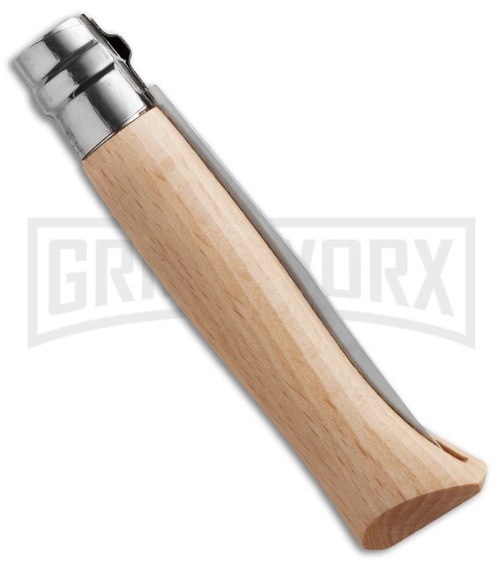 Opinel Knives No. 8 Beech Wood Folding Knife - Stainless Steel Plain - Image 2