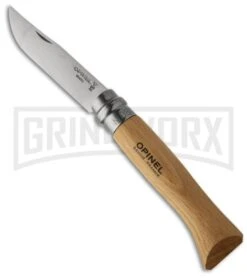 Opinel Knives No. 8 Beech Wood Folding Knife W/ Sheath - Stainless Steel