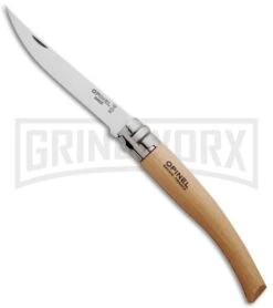 Opinel Knives Slim No. 8 Beechwood Folding Knife - Stainless Steel