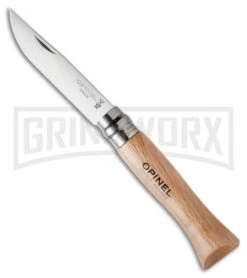 Opinel Knives No. 6 Wood Folding Knife - Stainless Steel Satin Plain