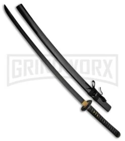 Rite Edge Fantasy Sword Black Cord Fixed Blade Knife - Black Plain