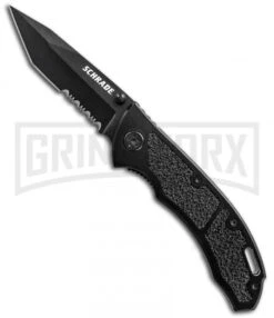 Schrade SCH201TS Tactical Tanto Folding Knife - Black Serr