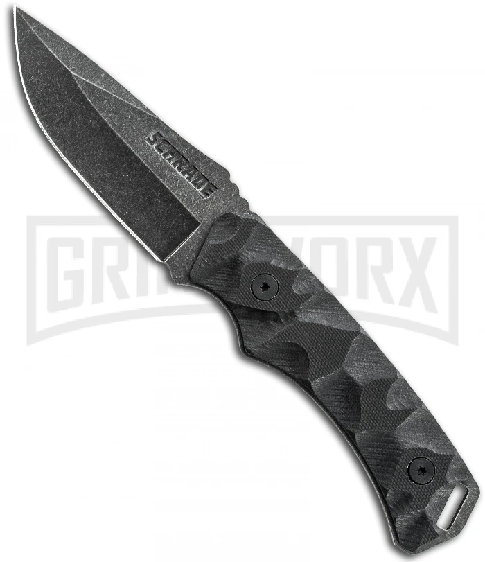 Schrade SCHF14 Fixed Blade Knife - Black Stonewash Plain