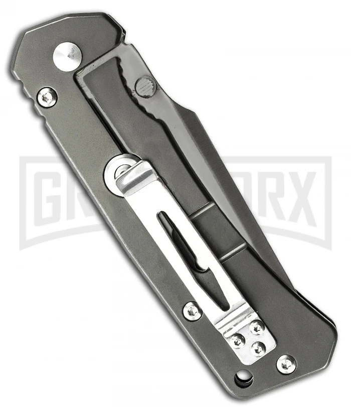 Schrade SCH104LS Drop Point Folding Knife - Gray Serr - Image 2