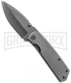 Schrade SCH303 Tactical Drop Point Folding Knife - Gray Plain