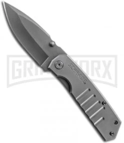Schrade SCH304 Tactical Drop Point Folding Knife - Gray Plain