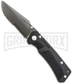 Schrade SCH104LS Drop Point Folding Knife - Gray Serr