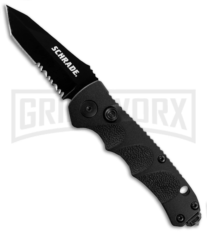 Schrade Extreme Mini Survival Automatic Knife - Tanto Black Serr