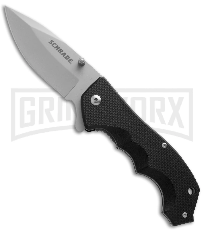 Schrade Black G-10 Folding Knife - Bead Blast Plain