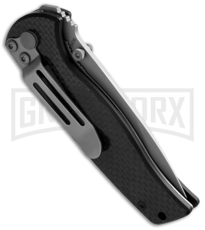Schrade Black Carbon Fiber Folding Knife - Bead Blast Serr - Image 2