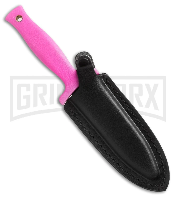 Schrade Small Boot Knife Pink TPE Fixed Blade Knife - Black Plain - Image 2