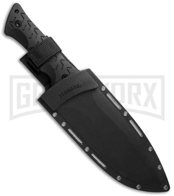 Schrade Large Black TPE Fixed Blade Knife - Titanium Plain - Image 2