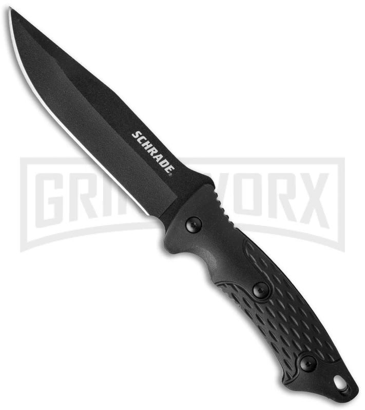 Schrade Full Tang Black TPE Fixed Blade Knife - Black Plain