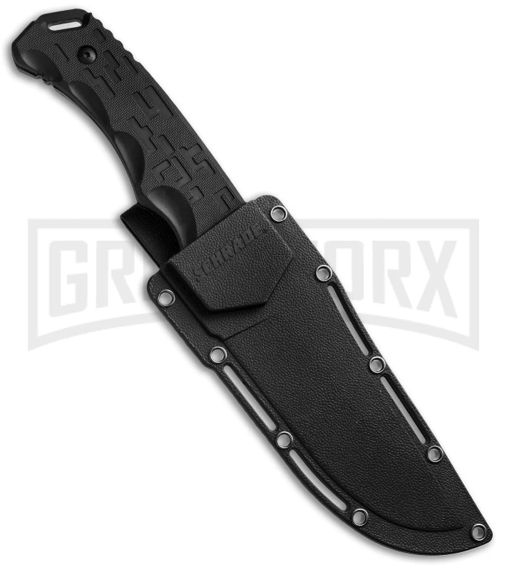 Schrade SCHF32 Black Rubber Fixed Blade Knife - Black Plain - Image 2