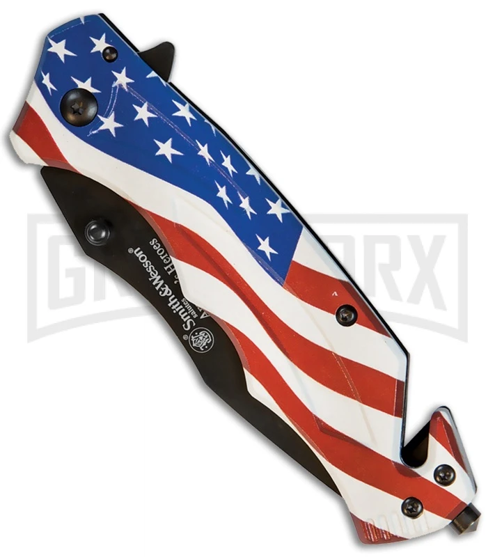 Smith & Wesson America's Heroes U.S. Flag Folding Knife - Black - Image 2