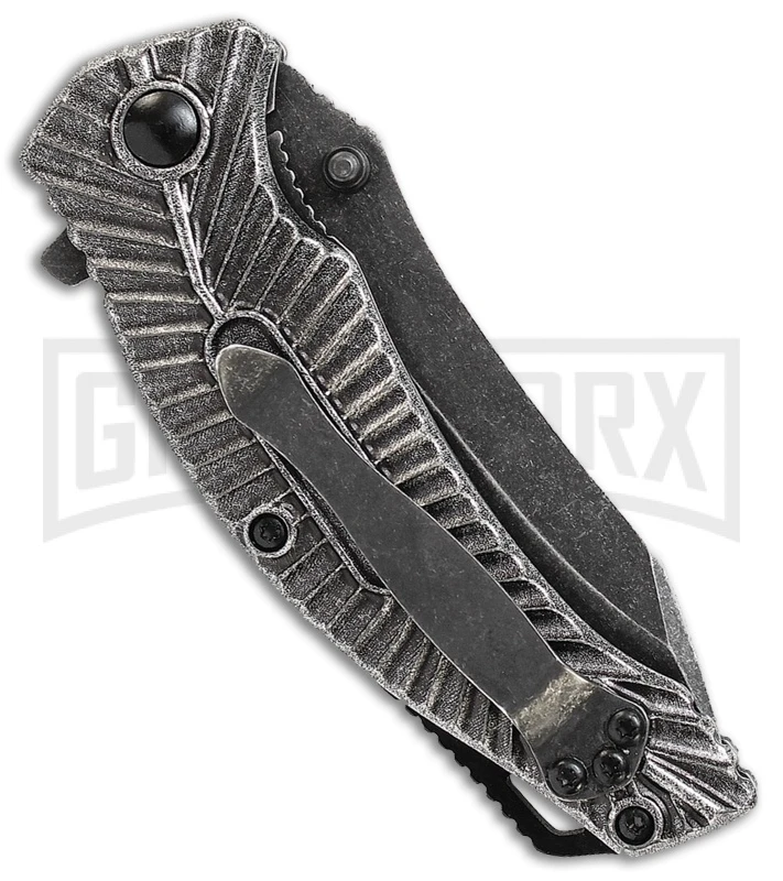 Smith & Wesson Mongoose Aluminum Liner Lock Knife - Black Stonewash Plain - Image 2