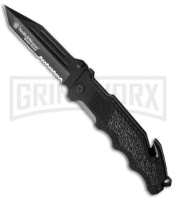 Smith & Wesson Border Guard SWBG2TS Folding Knife - Black Serr