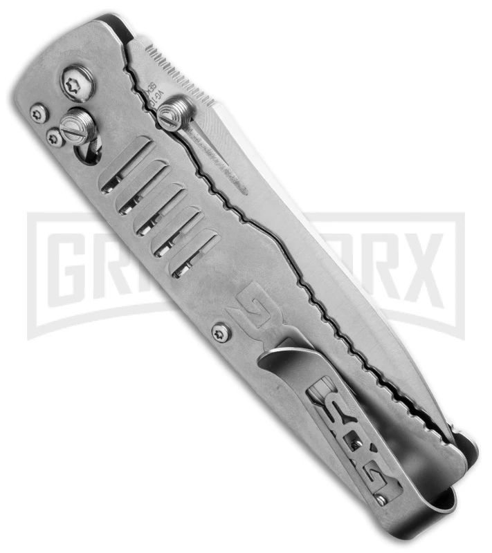 SOG Targa TG1001 Tanto Folding Knife - Satin Plain - Image 2