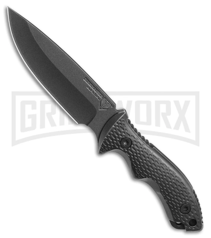 United Cutlery Bushcraft Bushmaster Fixed Blade Knife - Black Plain