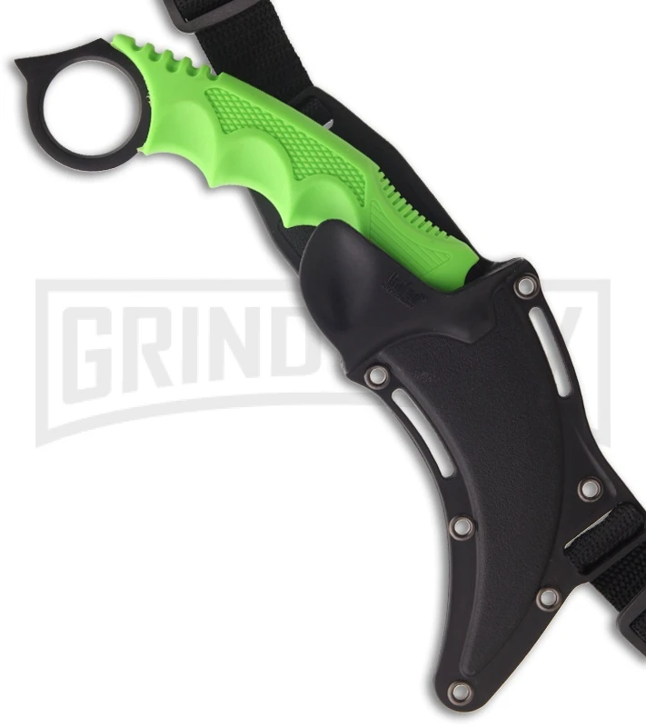 United Cutlery M48 Apocalypse Karambit Green Fixed Blade Knife - Black Plain - Image 2